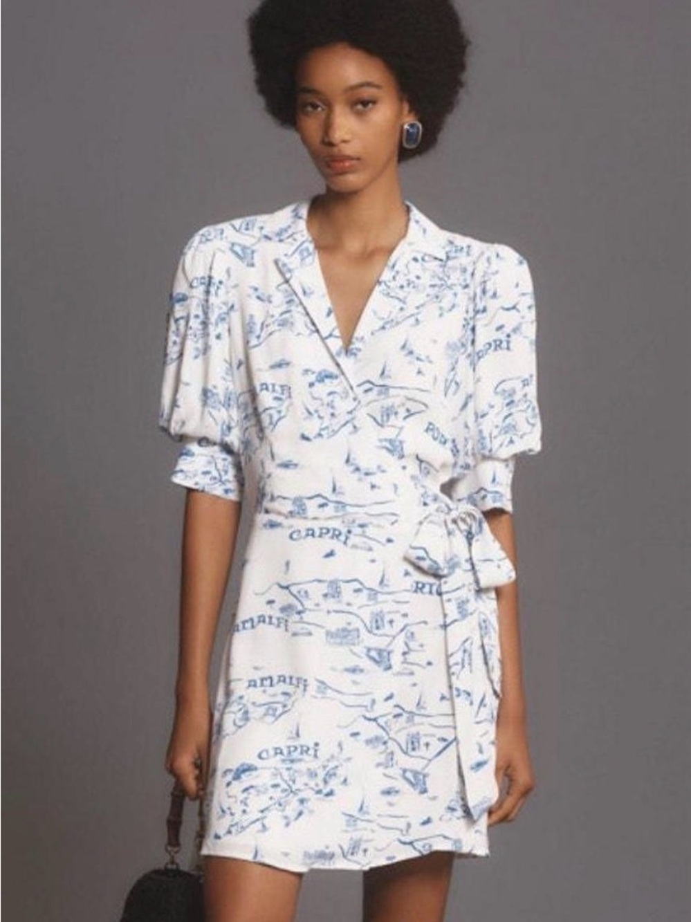 Maeve Short-Sleeve Collared Wrap
Mini Dress